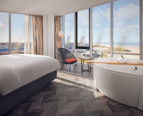 Inntel Hotels Den Haag Marina Beach - Hotelkamer met bubbelbad Spa kamer - uitzicht