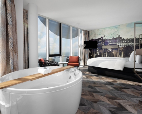 Inntel Hotels Den Haag Marina Beach - Wellness Suite - viersterren hotel Scheveningen kamer met bubbelbad
